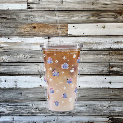 Snowing Bum Bums - Double Wall Clear Plastic Tumbler