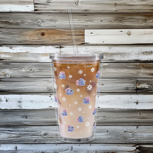 Snowing Bum Bums - Double Wall Clear Plastic Tumbler