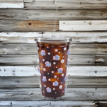 Snowing Bum Bums - Double Wall Clear Plastic Tumbler